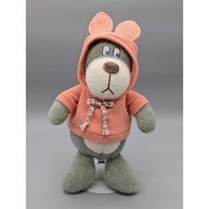 Bearhans Super Soft Knitted Plush Stuffed Teddy Bear Pink Coral Hoodie